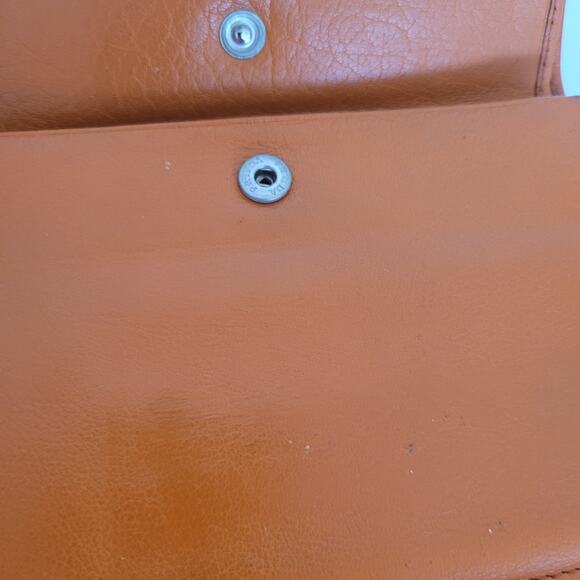 PRADA Orange Leather Logo Button Wallet Medium Envelope Folding Unisex - Picture 6 of 15